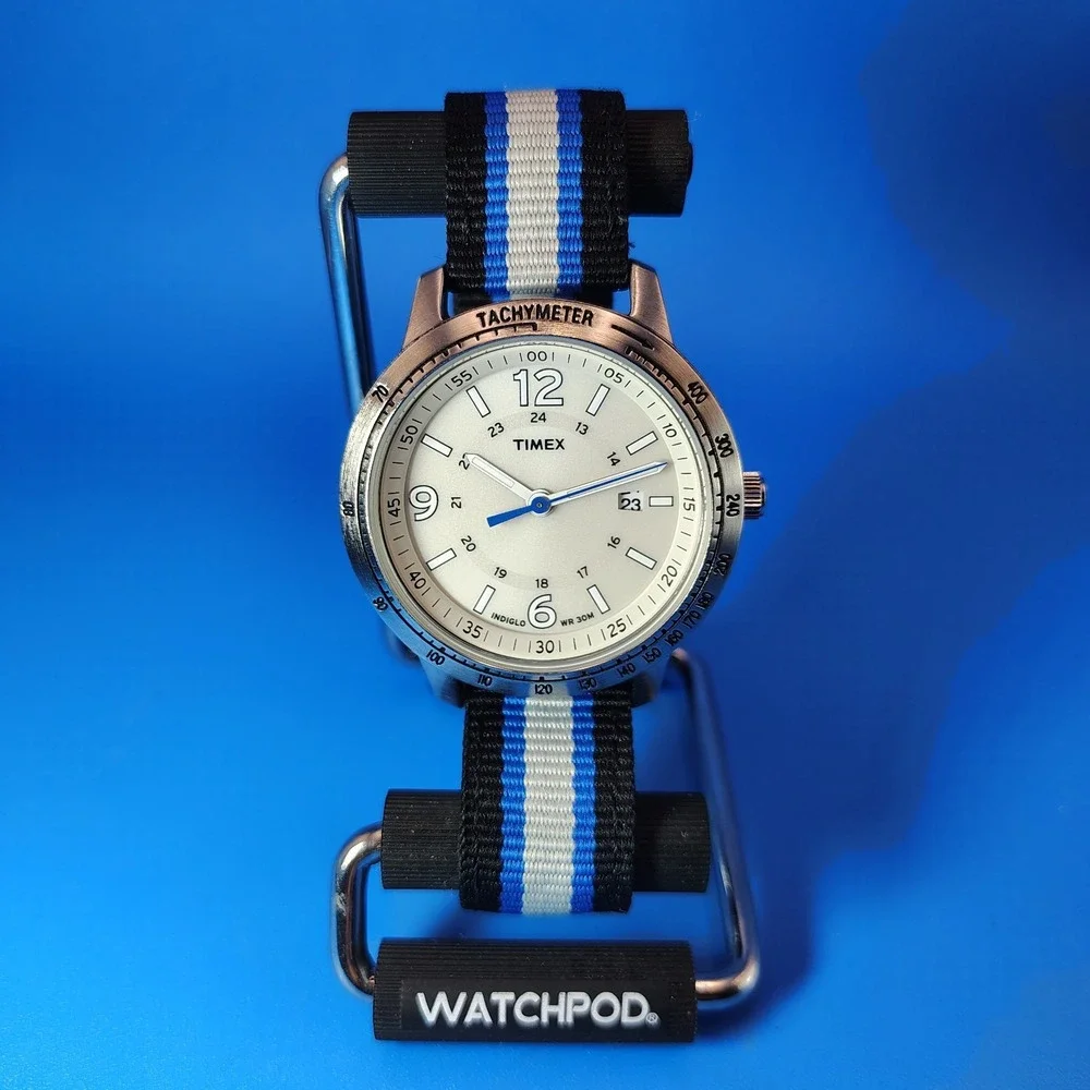 Vintage 2008 Timex Indiglo Tachymeter Date 40mm Mens Quartz Watch Restored MINT